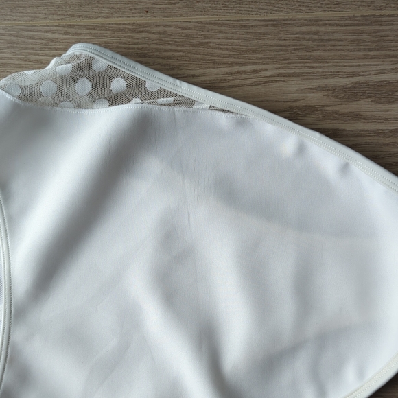 ASOS neoprene frill lattice Bardot dot mesh swimsuit - Picture 9 of 11